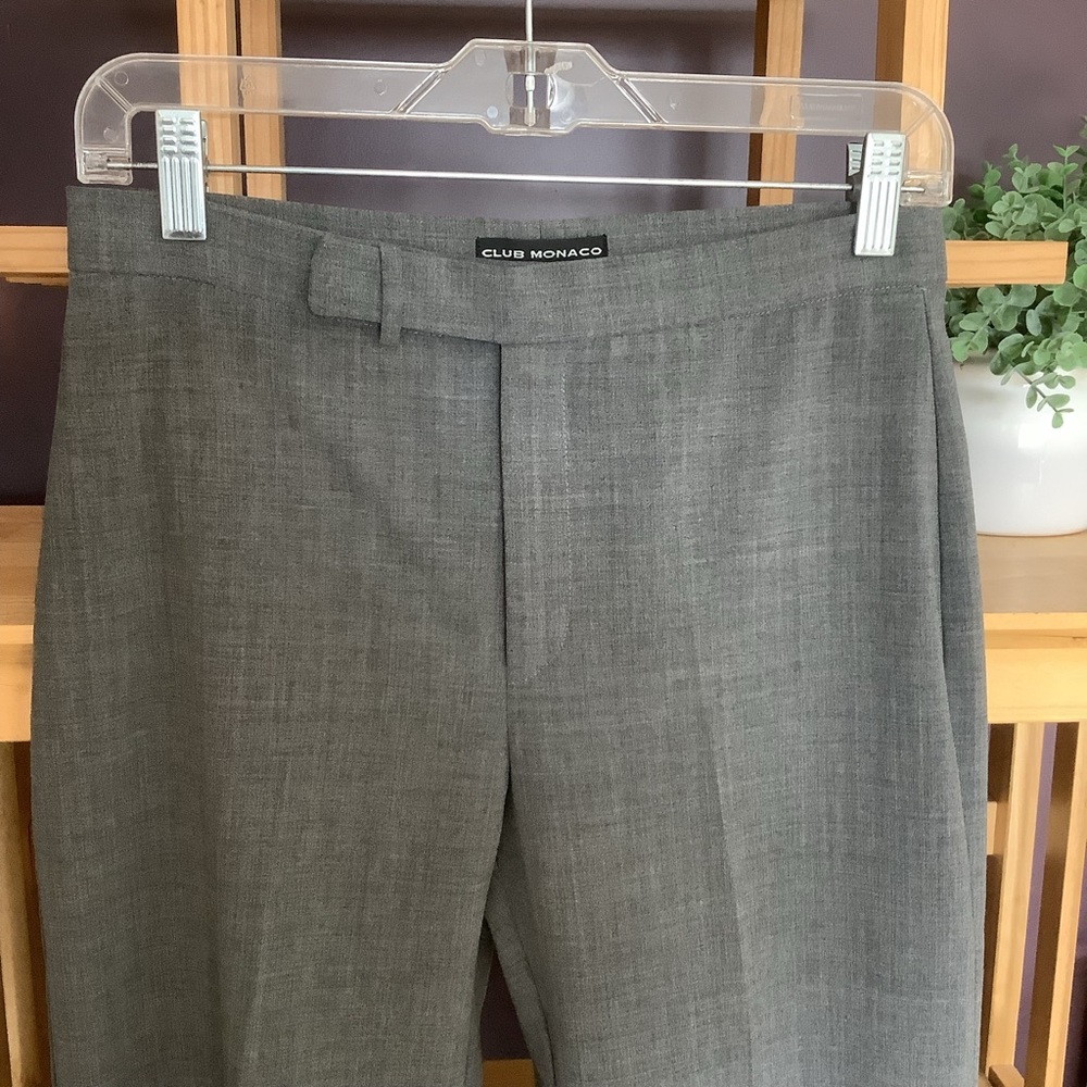 Vintage Y2K Club Monaco Grey Wool Straight Leg Ankle Length Pants Size 6 - Picture 2 of 9